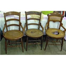 5 Victorian Caned Bottom Chairs, Need Work