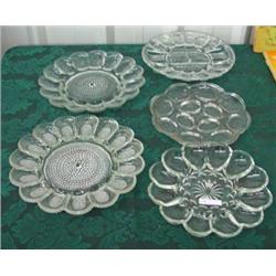 Five Vintage Clear Glass Egg Plates