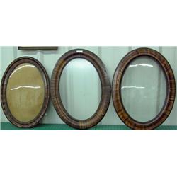 3 Vintage Oval Picture Frames, 2 With Convex Glass, One With Flat Glass - Sold Each