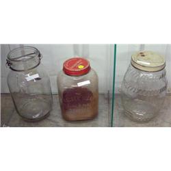 Golden West Coffee Jar, Vintage Jar With Lid And One Glass Liquid Jar With Bale Handle