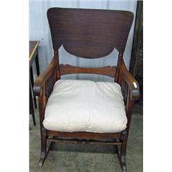 Mahogany Bentwood Rocker With Upholstered Seat