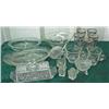 Image 1 : Etched Cream And Sugar, Butter Dish, 4 Silver Overlay Tumblers, Divided Relish Dish, Etc.
