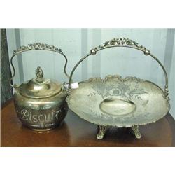 Silverplate Brides Basket And Biscuit Jar