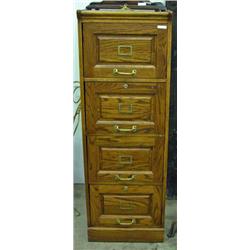 Oak 4 Drawer Filing Cabinet