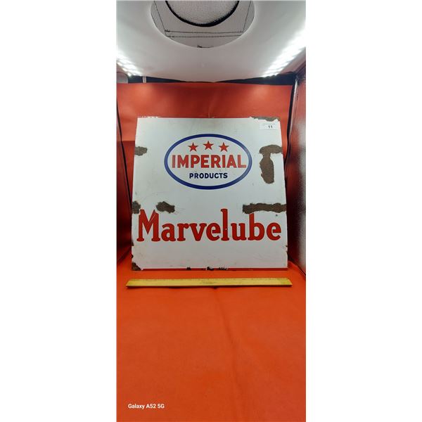 Vintage porcelain sign, Imperial Marvelube 19.5"x20"