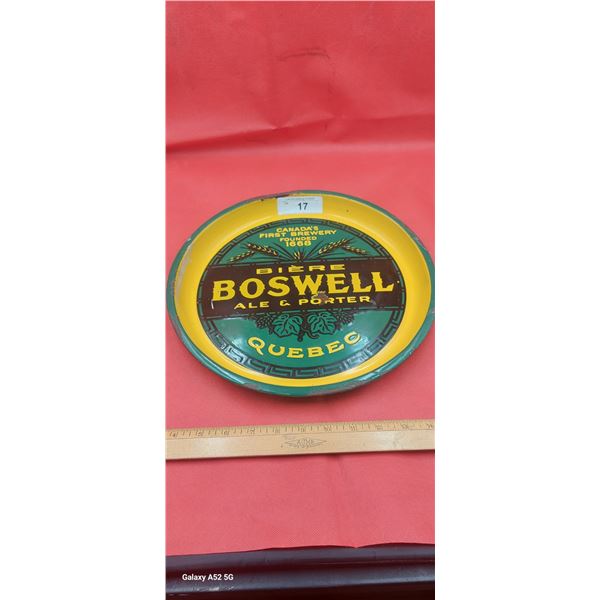 Vintage porcelain beer try, Boswell 13"