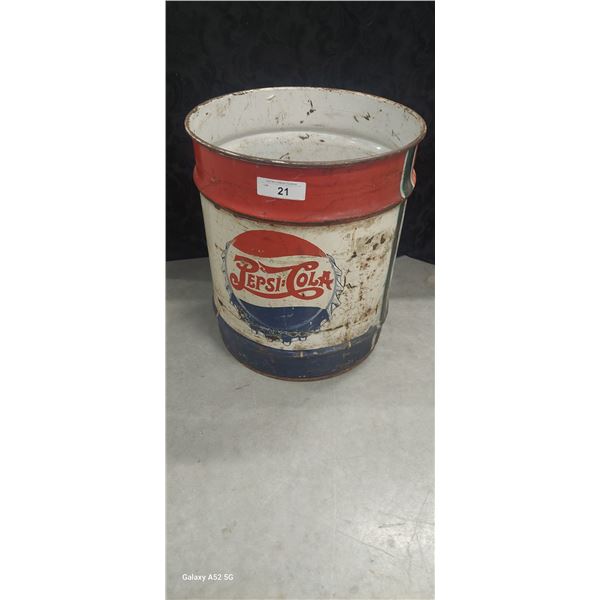 Vintage double dot Pepsi 5 gallon pail, 17"