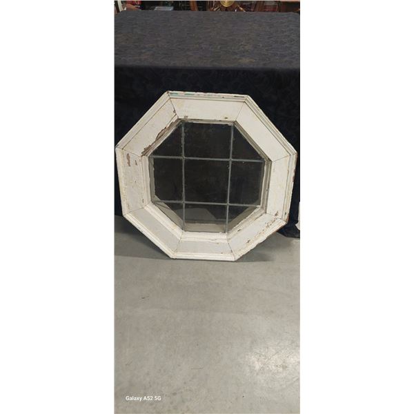 Antique octagonal window assembly 28  across, great architectual salvage