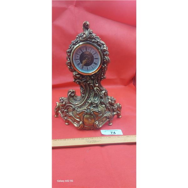 Ornate brass clock, 13  tall