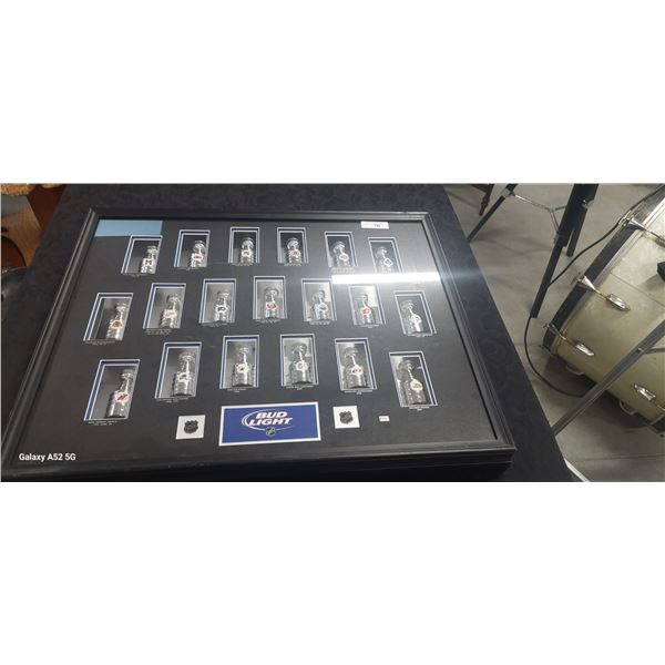 Very rare mini Stanley Cup shadow box #3 of 19 total made. 19 mini cups 31"x26"