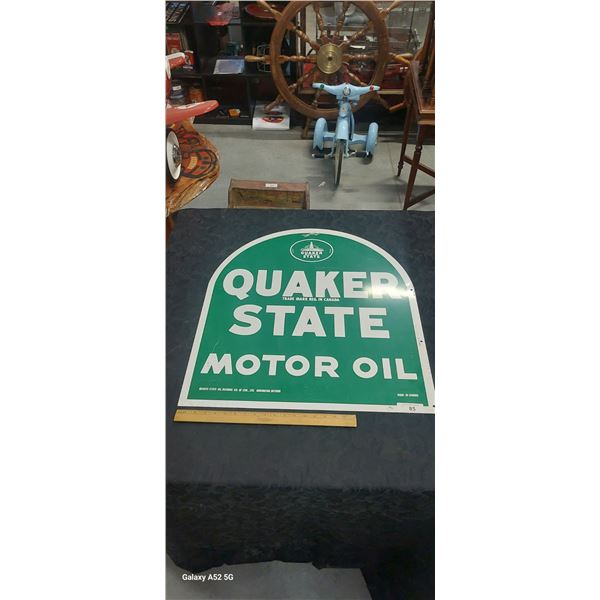 Tombstone Quaker State sign double sided 29"x26.5"