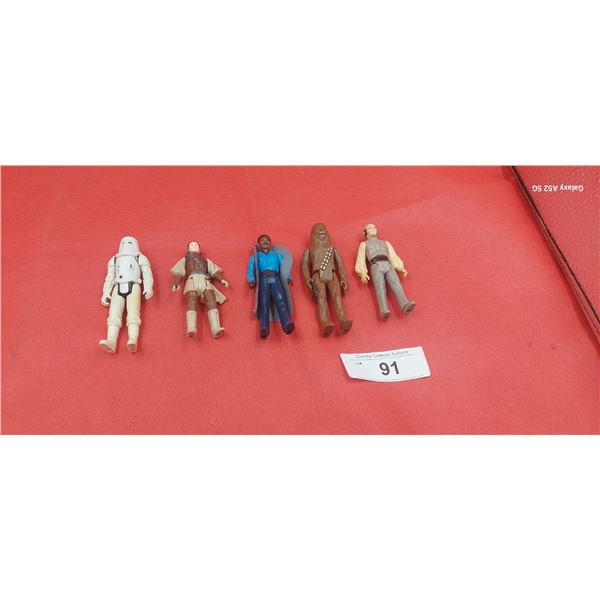 Collection of Star Wars action figures, 5 pieces, inc Lando, Chewie