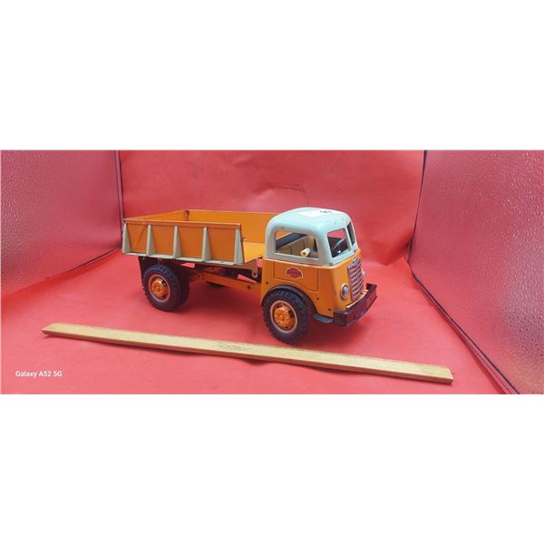 Vintage Gama pressed steel dump truck, rare, 14"