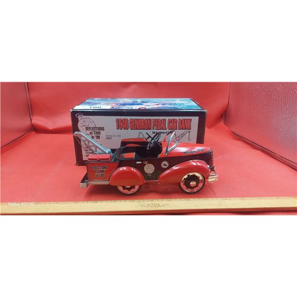Vintage mini die cast pedal car tow truck with box