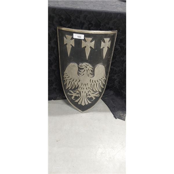 Decorative heavy aluminum mediavel shield 26"x16"