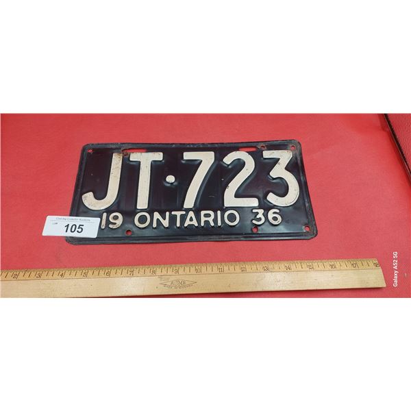 1936 Ontario license plate