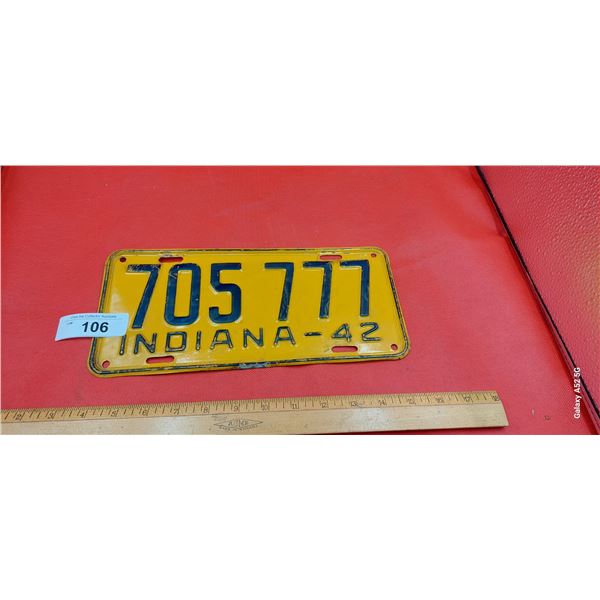 1942 Indiana license plate