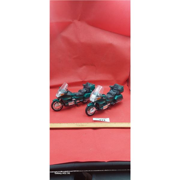 Pair of toy Honda Goldwing motorcycles