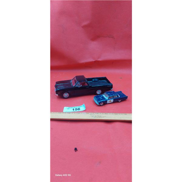 Pair of die cast cars, Dinky Ford police car and El Camino