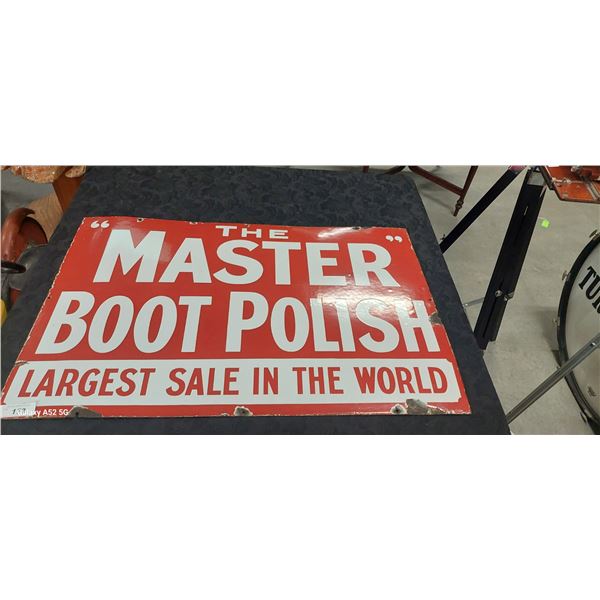Antique porcelain sign Master Boot Polish 36"x24"