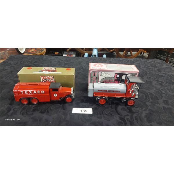 Collection of die cast 3 Texaco trucks with boxes