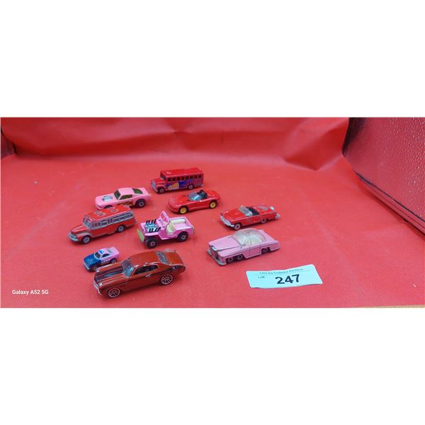 Collection of red and pink die cast 9 pieces