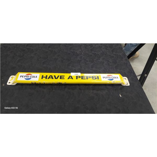 31" Vintage Pepsi door push bar, porcelain