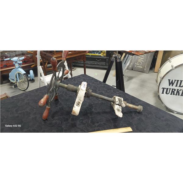 Vintage ship steering column, wheel is 19" diameter