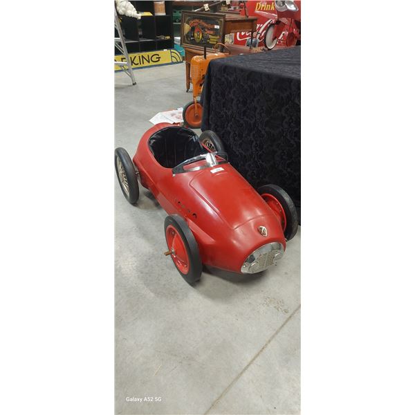 American Retro Ferrari pedal car, 48" has some small parts missing & 2 wheels changed
