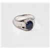 Image 2 : SILVER RHODIUM PLATED SAPPHIRE(4.15CT) MENS RING