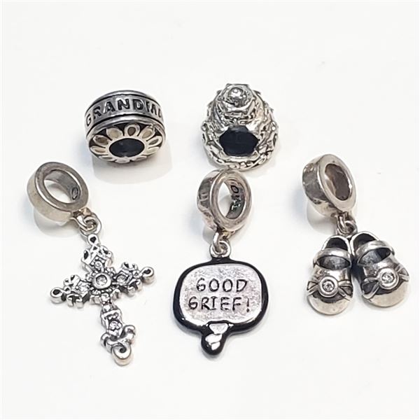 SILVER PANDORA STYLE BEADS PACK OF 5