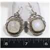 Image 2 : SILVER MOONSTONE EARRINGS, WEIGHT 17.74G