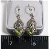 Image 2 : SILVER PERIDOT EARRINGS, WEIGHT 7.76G