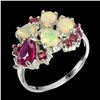 Image 2 : Natural Unheated Ethopian White Opal Ruby Ring