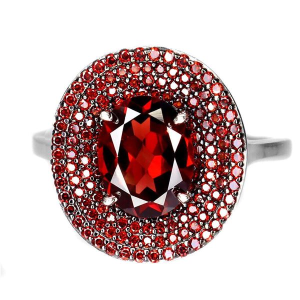 Natural Reddish Mozambique Garnet Ring