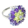 Image 3 : Natural Peridot  Amethyst Tanzanite Ring