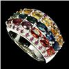 Image 2 : Natural  Fancy Color Sapphire & Ruby Ring