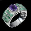 Image 1 : Natural Colombian Emerald & Brazil Amethyst Ring