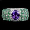 Image 2 : Natural Colombian Emerald & Brazil Amethyst Ring