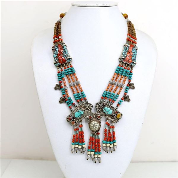 Tibet Natural Stone Tribal Queen Royal Necklace