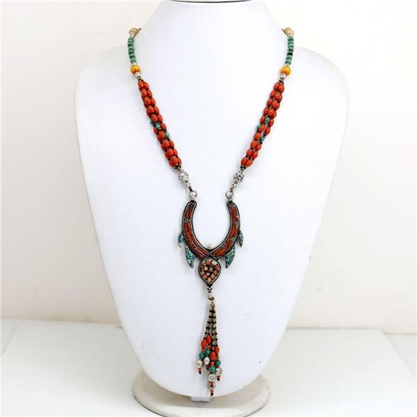 Tibet Natural Stone Tribal QueTen Royal Necklace