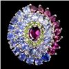 Image 1 : Natural Rhodolite Garnet & Tanzanite Ring