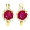 Image 1 : Natural  Red Ruby and White Topaz Earrings