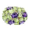 Image 1 : Natural Unheated Amethyst Peridot Sapphire Ring