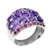 Image 2 : Natural Amethyst Rhodolite Sapphire Ring