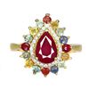 Image 1 : Natural Pigeon Blood Red Ruby & Sapphire Ring