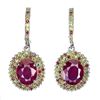 Image 1 : Natural Pigeon Blood Red Ruby &  Sapphire Earrings