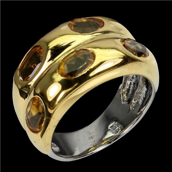 Natural Unheated Oval Yellow Citrine Ring