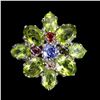 Image 1 : Natural Peridot Sapphire Tanzanite Tourmaline Ring