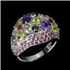 Image 2 : Natural Amethyst Peridot Sapphire Ring